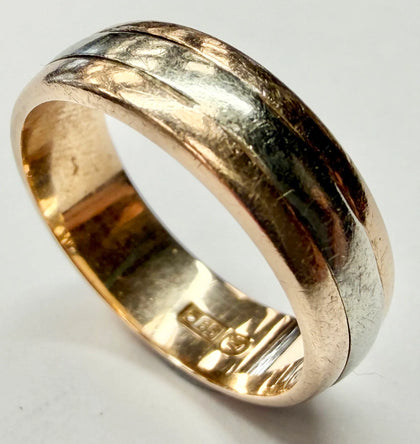 14ct two tone gold wedding band ring size K 1/2