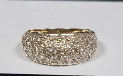 9ct Yellow Gold Ring With Clear Stones - 2.83G - Size L - Hallmarked