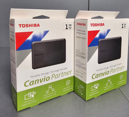 **Christmas Sale** 2X Toshiba Canvio Partner 1TB Portable 2.5’’ External Hard Drive, USB 3.2, Mac & Windows compatible. Xbox, PS4