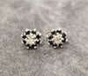 9ct White Gold Blue & Clear Stone Cluster Stud Earrings