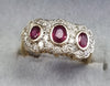18ct Yellow Gold Diamond + Ruby Ring Size "O"