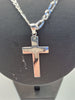 925 Sterling Silver 3 IN 1 Figaro Chain Necklace With Cross Pendant - 24" Long - 21.1 Grams - 4mm Wide **BRAND NEW**