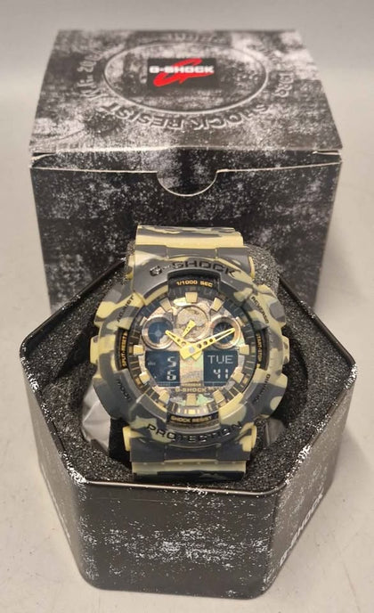 Casio G-Shock GA-100 Men's Analog-Digital Watch Camouflage Green, Boxed