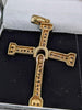 375 9CT Hallmarked, Cross With Flexible Joints, Embedded Stones Along, 10.8G, Boxed