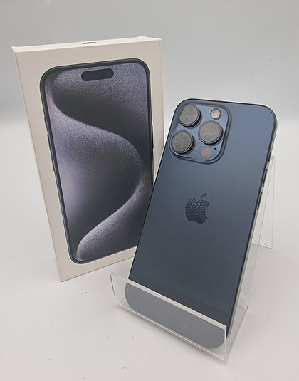 Apple iPhone 15 pro 128GB Titanium blue smartphone unlocked boxed (93% batt health)