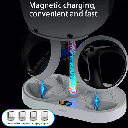 Ipega PG-P5V001 RGB Light Charger For PS5 VR Headset Charging Display Stand Dual Controller Charging Station.