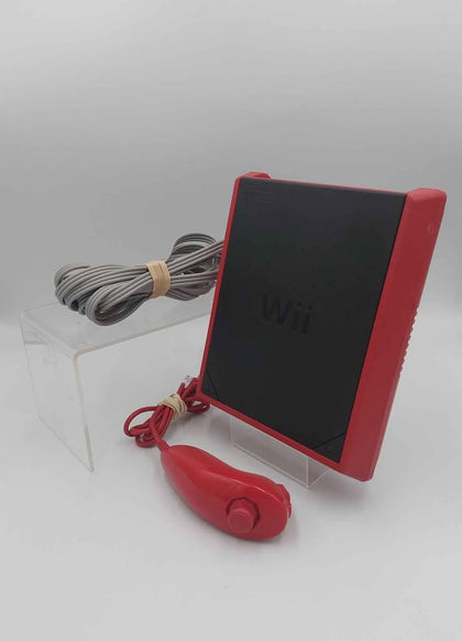 Nintendo Wii Mini Red Console- With Red Nunchuck And Wires