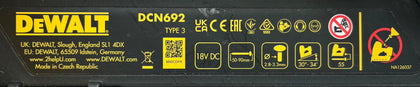 DeWalt DCN692 18V XR Brushless Framing Nailer & DeWalt 5Ah Battery & Charger unboxed