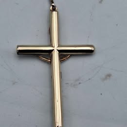 Vintage 9CT Yellow Gold Tubular Cross Crucifix Charm Pendant - 2.44 Grams