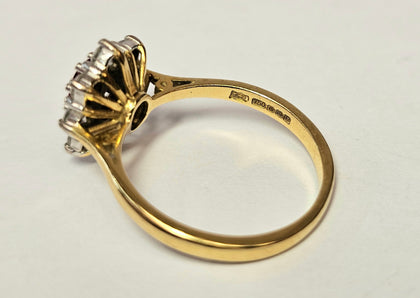 18ct Yellow Gold Ruby and Diamond Cluster Ring Size P