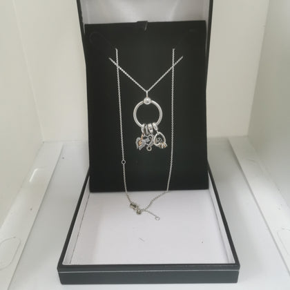 Pandora Necklace with 4 Pandora Charms, Hallmarked 925 ALE, 17.20Grams, Length: 18