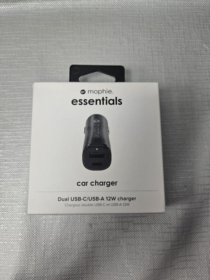 Mophie Essentials Car Charger Dual USB-A to USB-C 12W.