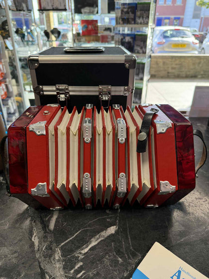 20 Buttons Accordion Concertina Musical Instrument Red