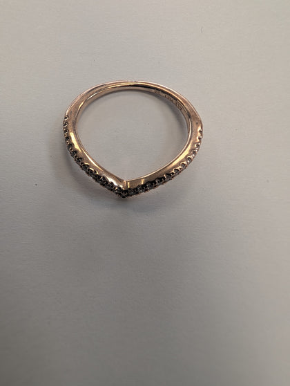 Pandora Style Rose Gold 'Wishbone' Ring (Size 54)