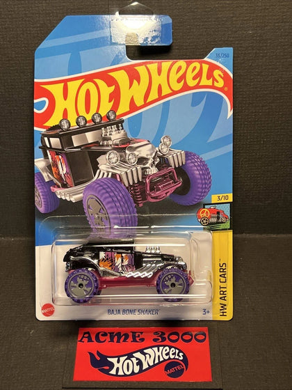 2023 Hot Wheels - Baja Bone Shaker - 35/250 Hw Art Cars 3/10 Long Card.