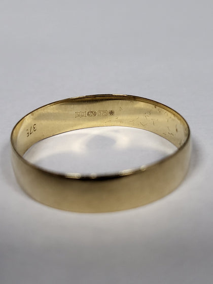 9ct Yellow Gold Band - 2G - Size Y - Hallamrked