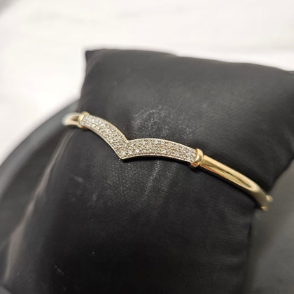 9ct Yellow Gold Diamond Wishbone Bangle