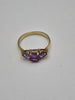 9ct Yellow Gold Three Stone Amethyst Ring – Size Q – 1.88g Classic Trilogy Design