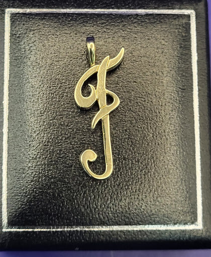 9ct Yellow Gold Letter F Pendant - 1.3G