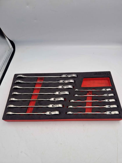 **DEAL** BOXO BX022-R2 12pc Flex-Head Ratcheting Spanner Set Metric EVA Foam Tray