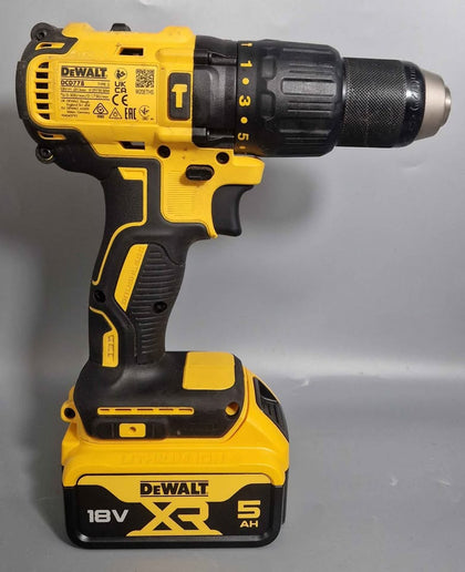 Dewalt Brushless XR Combi Drill (DCD778) With 2 5Ah battery's, charger and carry case
