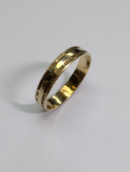 14ct Gold Patterned Wedding Band - Size T