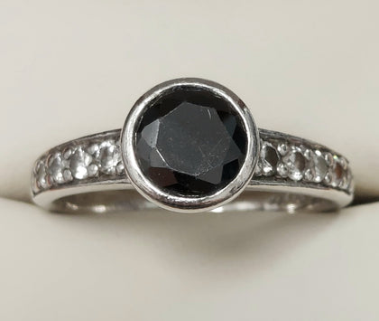 Ti Sento Vintage Black Onyx & Clear Pave CZ ring - Size S