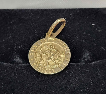 9ct Yellow Gold St Christopher Pendant - 1.21G - Hallmarked