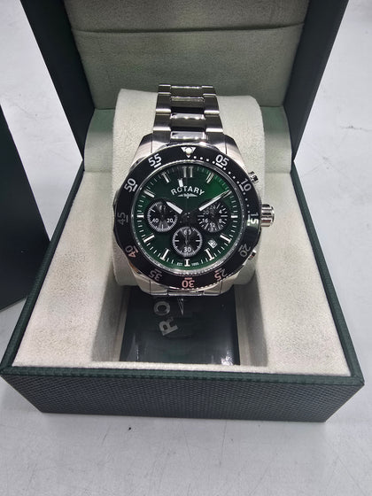 rotary chronograph mens stainless steel bracelet watch