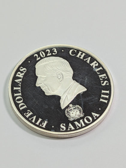 1oz Silver Coin - Disney100 - Samoa - Charles III Five Dollars