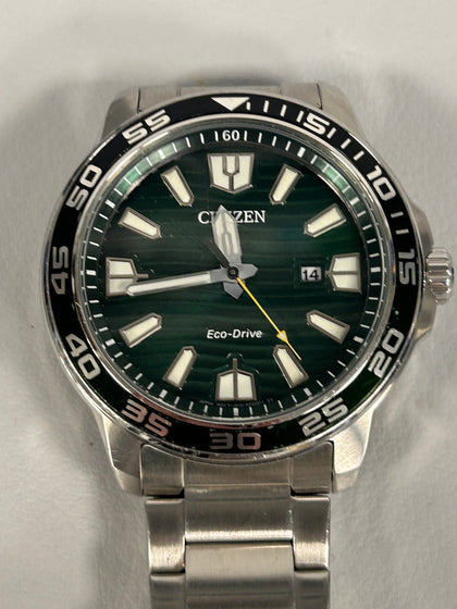 Citizen Eco-Drive 45mm Green Dial Stainless Steel Wrist Watch - J810-R013947