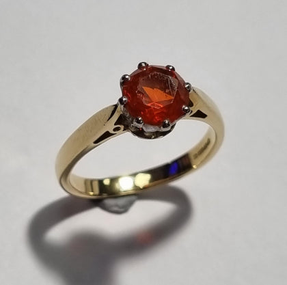 18ct Yellow Gold Hessonite Garnet Ring Size M