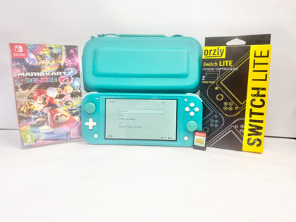 Nintendo Switch Lite Console, 32GB Turquoise with Games and Case