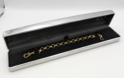 375 9CT HALLMARKED, YELLOW GOLD BELCHER STYLE BRACELET WITH LOBSTER LOCK, 7