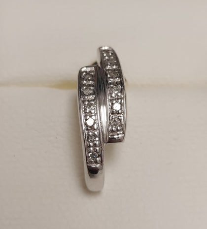 9ct White Gold Diamond Double Bar Stud Earrings