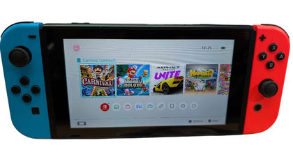 Nintendo switch console with blue & red joycons