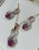9ct Gold Diamond/Ruby Necklace/Earring Set