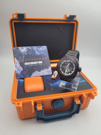 **LIMITED EDITION** Nubeo sphyrnidae manta Black automatic stainless Steel watch number 39/50 with box and papers