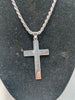 925 Sterling Silver Twist Rope Chain With Big Cross Pendant - 32.90 Grams - 24" Long **BRAND NEW**