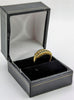 750 18CT YELLOW GOLD RING, ROW OF STONE DESIGN, SIZE-O, 3.8G,
