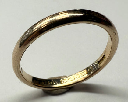 9CT GOLD BAND/ RING SIZE M