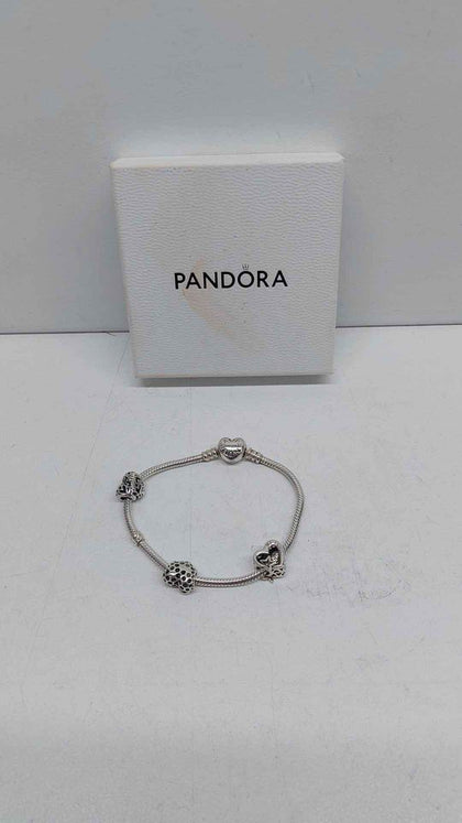 Pandora (ALE 925) Sterling Silver Charm Bracelet With 3x Charms - 8