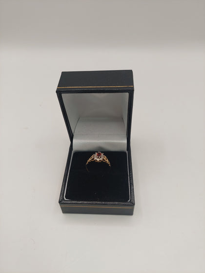 9k Gold Ring with Red Stone 1.20G Hallmarked(375)&Tested Size L