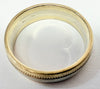9ct two-colour gold wedding ring with beaded pattern size Q