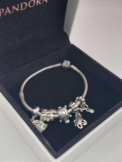 (925 ALE Hallmarked&Tested), Pandora Bracelet With Five Charms