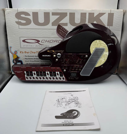 SUZUKI QCHORD DIGITAL SONGCARD GUITAR QC-1, BOXED WITH MANUALS