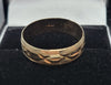 9ct Yellow Gold Patterned Band Ring - 2.13G - Size R. Hallmarked