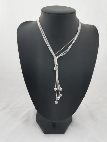 Silver Rope Chain with Love Hearts, 925 Hallmarked, 22.36Grams, Length: Approx.. 16