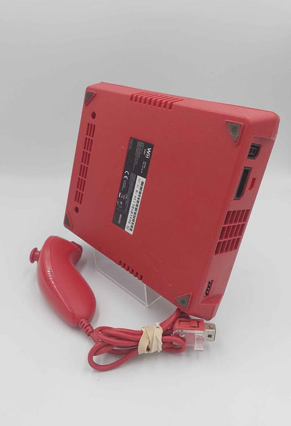Nintendo Wii Mini Red Console- With Red Nunchuck And Wires