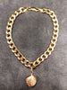 9ct Solid Yellow Gold Curb Bracelet with Clam Shell Charm 8"